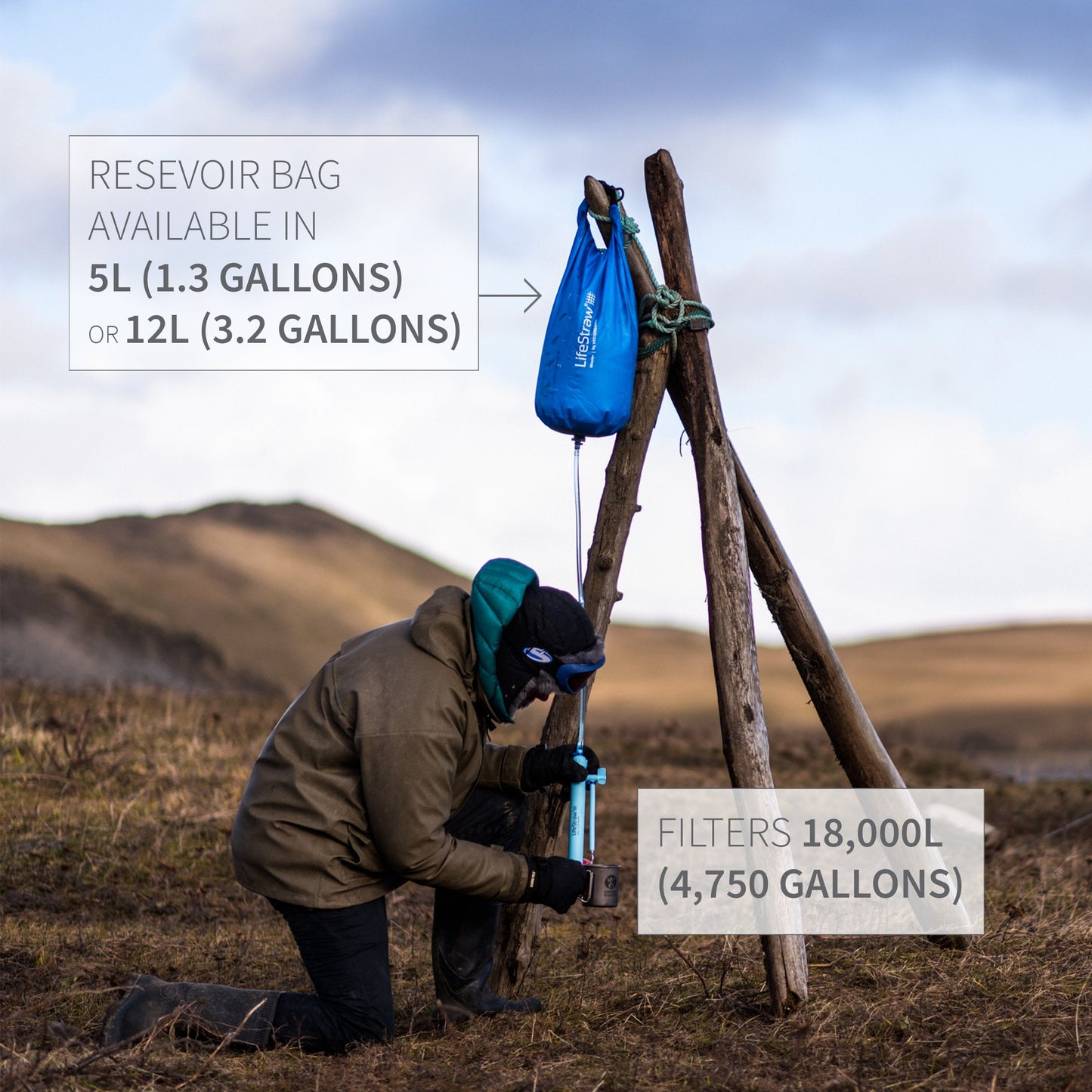 LifeStraw Mission — High-Volume Gravity-Fed Water Purifier, 12 L, Blue