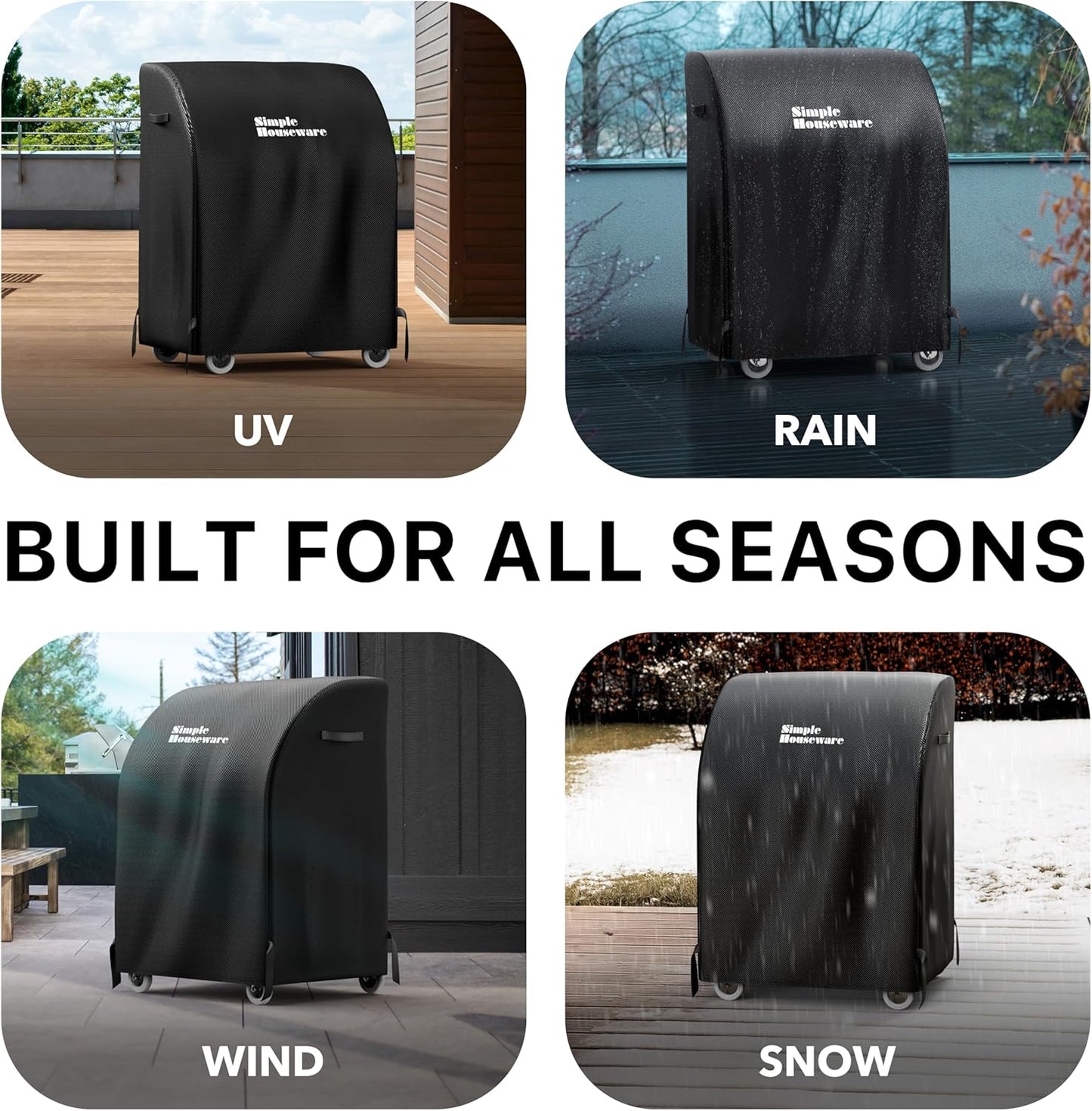 Simple Houseware 32-Inch Heavy-Duty BBQ Gas Grill Cover - Waterproof & Weather-Resistant 600D Polyester