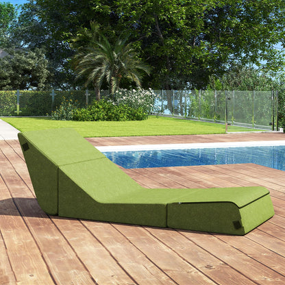 jela Outdoor Sofa, Waterproof Folding Lounge Chair and Sofa, UV Resistant Patio Sofa with Machine Washable Cover, Soft Foam Outdoor Bed Pool Lounge Chaise Chairs (Green)