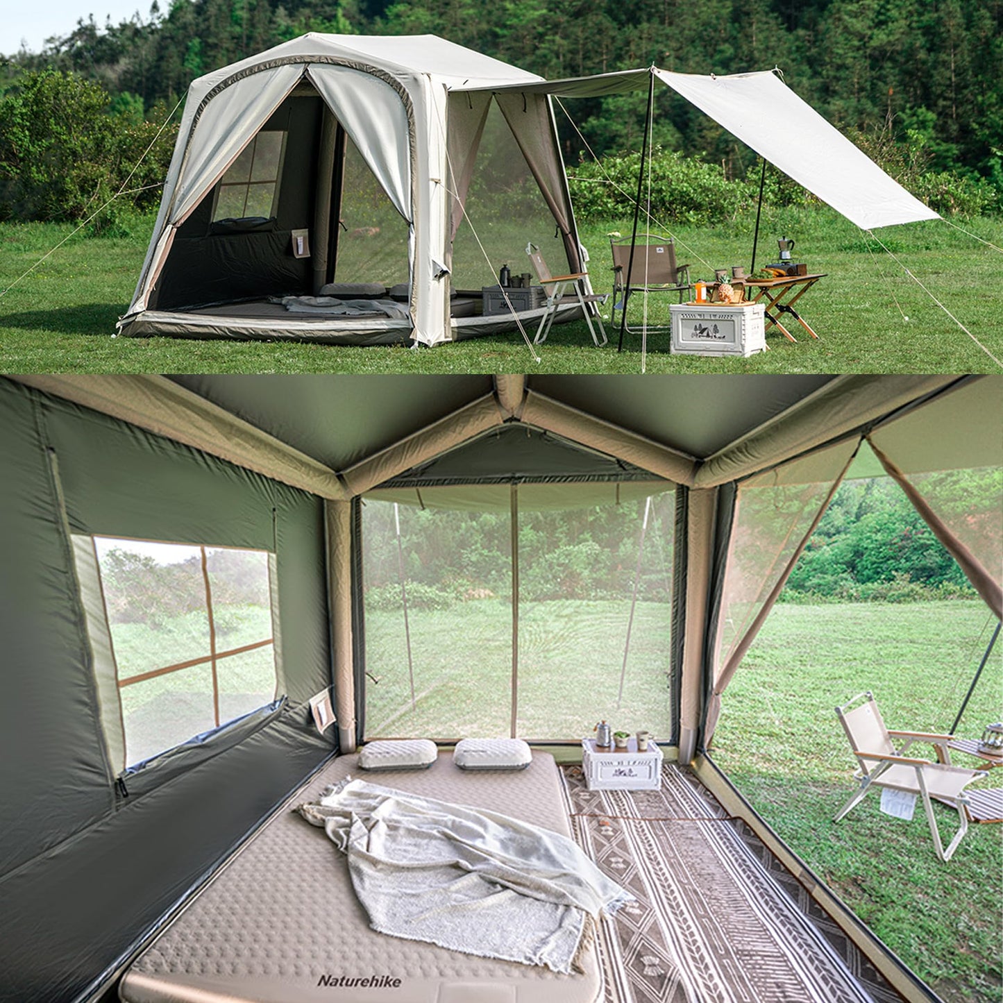 Naturehike Car Camping Inflatable Tent, 4 Ways to Use - Easy Setup SUV Tent for Family Camping, Waterproof & Sun Block Car Shade with Screen for Outdoor Cinema, Pinic, Fishing, with Storage Bag