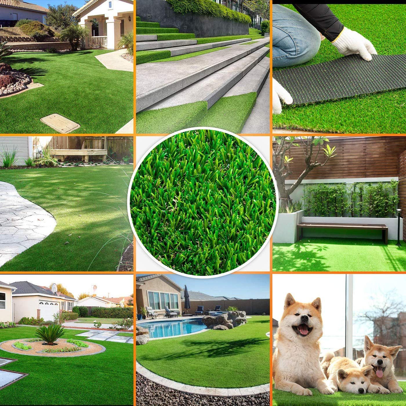 Artificial Grass Turf Pet Grass Fake Grass Rug 7FT x 12FT, 1.38inch Pile Height High Density Faux Grass Indoor Outdoor Synthetic Grass Lawn Carpet,Non Toxic Astroturf,Custom Size Provided