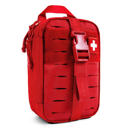 My Medic MyFak Mini First Aid Kit - Small and Lightweight for Camping Hiking and Backpacking - IFAK with 70 Items - HSA/FSA Great for Travel - Red