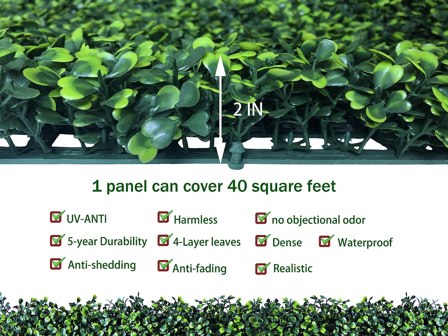 ODTORY Artificial Boxwood Roll,48x120 in (40 sqft) UV-Anti Faux Ivy Boxwood Hedge Leaf Grass Wall for Patio Balcony Privacy, Garden, Backyard Greenery Wall Backdrop and Fence Decor