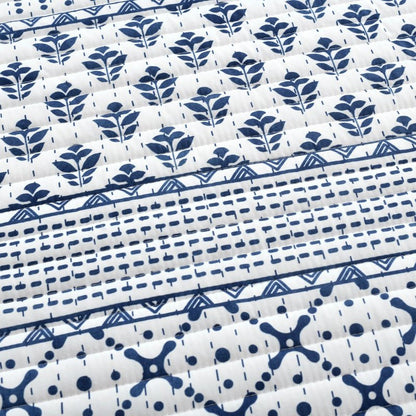 Lush Decor Monique Stripe Reversible Quilt Queen Size 3 Piece Set Full/Queen Navy & White - Striped Bedding Set Queen Quilt - Blue Quilts - Coastal Decor