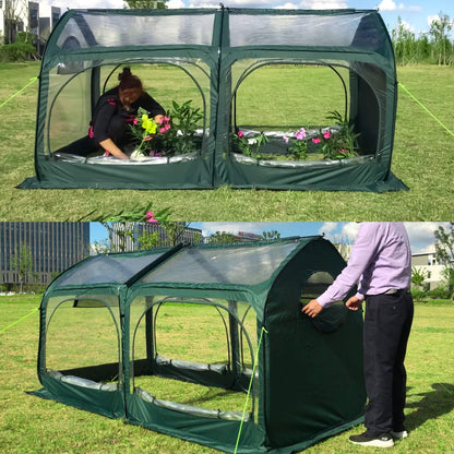 porayhut Pop Up Greenhouse Cover Flower House Mini Gardening Plant Flower Sunshine Room,Backyard PVC Cover for Cold Frost Protector Gardening Plants（98''Long Tunnel Greenhouse Tent ）
