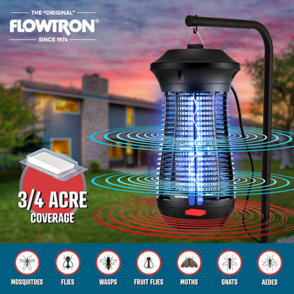 Flowtron Outdoor Bug Zapper | 4000 Volt Electric Insect Killer with ¾ Acre Coverage | Non-Clogging Shock Grid | Kills Mosquitoes Flies & Flying Insects | Patio Deck Yard Camping | ETL Certified