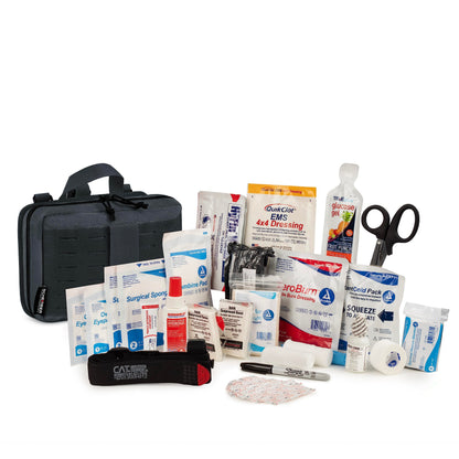 Scherber Vehicle IFAK Emergency Trauma Kit | 90+ Medical Supplies & Equipment, NAR Tourniquet & CPR Mask | Fully Stocked Rip Away Molle Pouch for Car, Home & Pro First Aid | Intermediate, Black