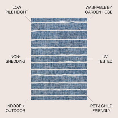 JONATHAN Y Berber Stripe Indoor Outdoor Area Rug 8X10 Blue/Ivory, Colonia for Backyard, Patio, Porch, Easy-Cleaning, High Traffic, Pet-Friendly, Non-Shedding (SMB125C-8)