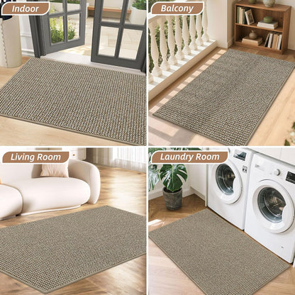 BEQHAUSE Dirt Trapper Door Mat - Non-Slip, Washable, Absorbent | 36" x 60", Light Beige for Entryway