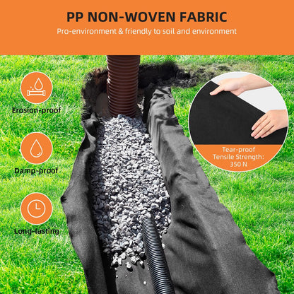 GarveeHome 6oz Geotextile Fabric 6ft x 300ft, 350N Strength for Driveway & Road Base Under Concrete, Erosion Control, French Drain, PP Non-Woven Stabilization Fabric