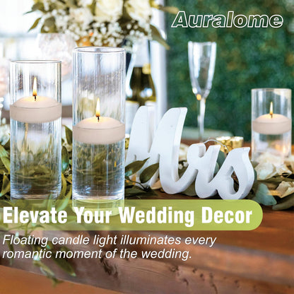 Auralome White Floating Candles 3-Inch - 12 Pack Water Floating Candle Long Burning Candle Set Unscented Candles Floating for Centerpieces Wedding Dinner Thanksgiving Party Home Decor