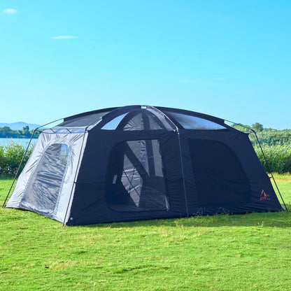 KTT Extra Large Tent 12-14 Person,Family Cabin Tents,2 Rooms,Straight Wall,2 Doors 4 Windows with Mesh,Waterproof,Straight Wall,Big Tent for Outdoor,Picnic,Camping,Gathering(Black)