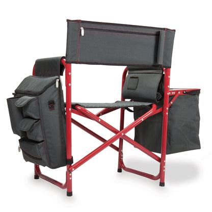 PICNIC TIME Fusion Camping Chair with Side Table and Soft Cooler, Outdoor Foldable Padded Camping Chairs with Cup Holder for Lawn, Beach, & Sports Use for Adults, (Dark Gray Red Accents)