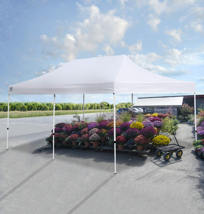Quik Shade 10' x 20' Commercial 200 Square Feet of Shade Straight Leg Base Outdoor Pop-Up Canopy, White