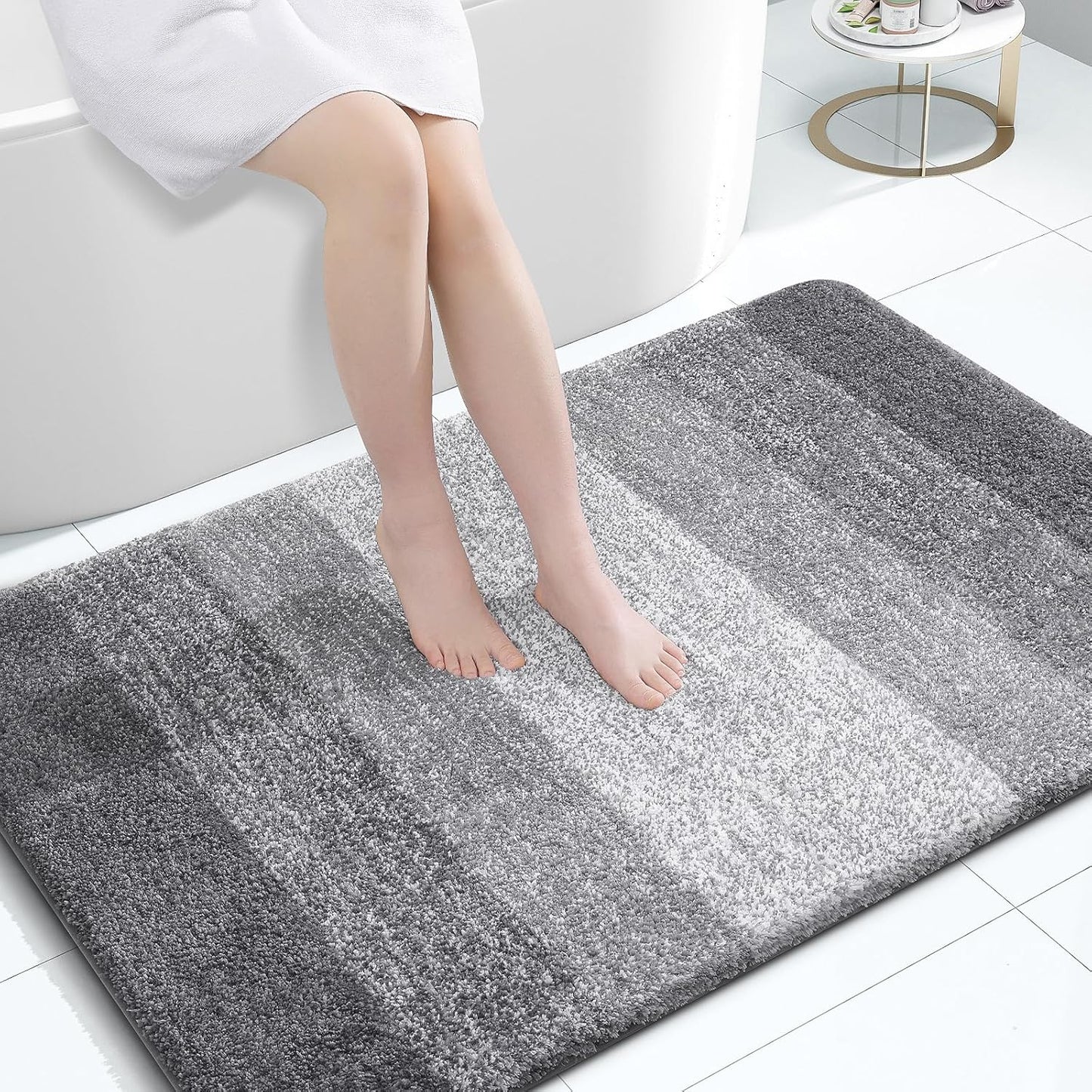 OLANLY Large Bathroom Rugs - Extra Soft Microfiber Mat 44x32 | Quick Dry, Machine Washable, Grey