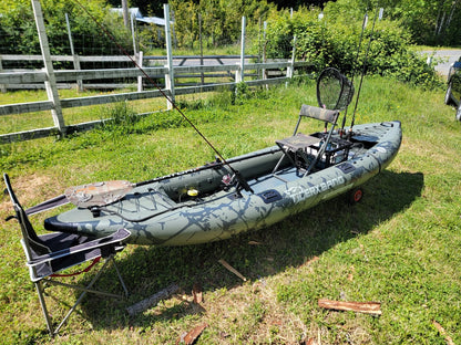 TIGERXBANG Inflatable Kayak with Detachable Seat,12.6'x40''x10.6''SUP-Kayak Set (Hand Pump/Aluminium Paddle/Backpack/and Multi-Functional Base),Adult/Youth Kayak Boat for Fishing ，Touring
