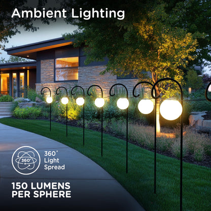 Enbrighten Vibe Sphere Outdoor String Lights, 57ft, 12 RGBWIC Bulbs, 6in Extra Large Spheres, Waterproof, Patio, Backyard, Gameday, Holiday, Smart App, Compatible with Alexa, Google Home, 85976