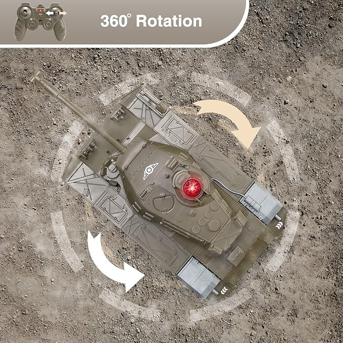 BEAURE Remote Control Tank for Kids M41A3 American Army Battle Programmable RC Tanks with Lights &amp Realistic Sounds RC Military All Terrain Off-Road Vehicles Great Gift Tank Toy for Boys