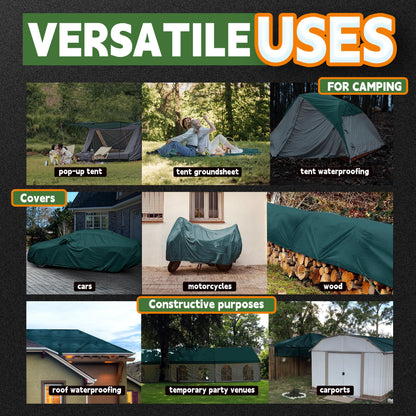 RAINDEWAY 30x50 Feet Tarp, Green Large Tarps,5.5 Mil Thick,Multipurpose Waterproof Poly Tarps Cover with Metal Grommets and Reinforced Edges