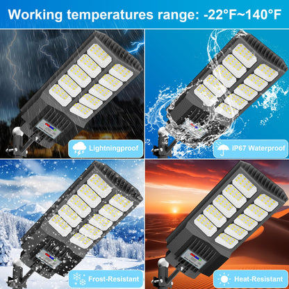 XCQMHF Solar Street Lights Outdoor Waterproof Dusk to Down with Motion Sensor, 6500W Outdoor Solar Flood Light for Parking Lot, LED Security Street Lights Solar Powered for Yard Garden & Walkway