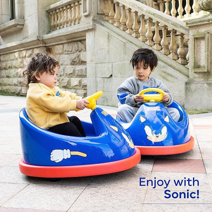 Sonic The Hedgehog Bumper Car for Kids 2 Speed Electric Vehicle Toddler Bumper Car with Remote Control and 360 Degree Turning 6V Motor LED Lights Gifts for Toddlers Large