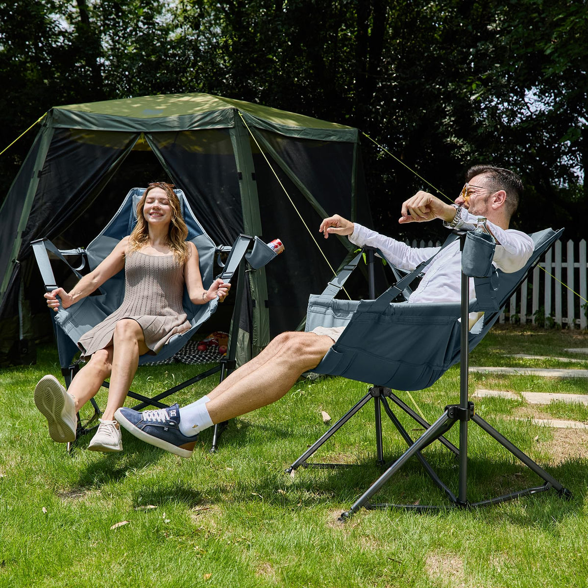 TIMBER RIDGE Hammock Camping Chair with Adjustable Backrest, Heavy Duty Folding Hammock Chair Supports 300lbs, Portable Hammock Chair for Camping, Travelling and Patio, Blue