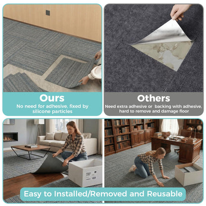 jxgzyy Commercial Carpet Tiles 20x20in, 0.31" Thickened Carpet Squares with Silicone Backing, Heavy Duty Carpet Floor Tiles with Padding Attached for Home Office Garage Hotel, 16 Pcs/43.2 Sqft