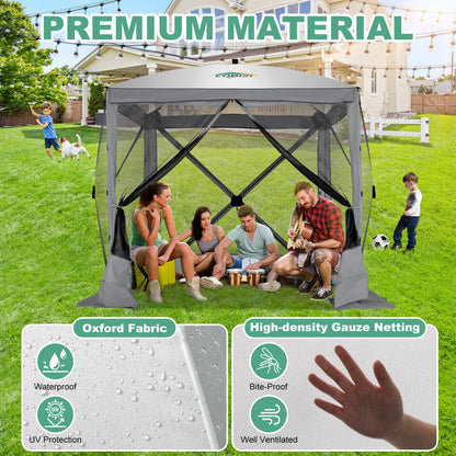 COBIZI 6x6 FT Pop up Gazebo, Popup Canopy Tent, Screened in Gazebos, Waterproof Portable Outdoor Small Screen Tents Sun Shelter,carpas para Patio for Camping, Garden and Backyard,Grey