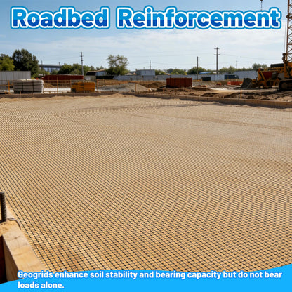 4 Ft x 164 Ft Geogrid for Retaining Wall, Bi-Directional Geo Grid Roll with Gloves, HDPE Geogrid for Gravel Driveway, Subgrade Reinforcement, Slope & Soil Stabilization, Erosion Control
