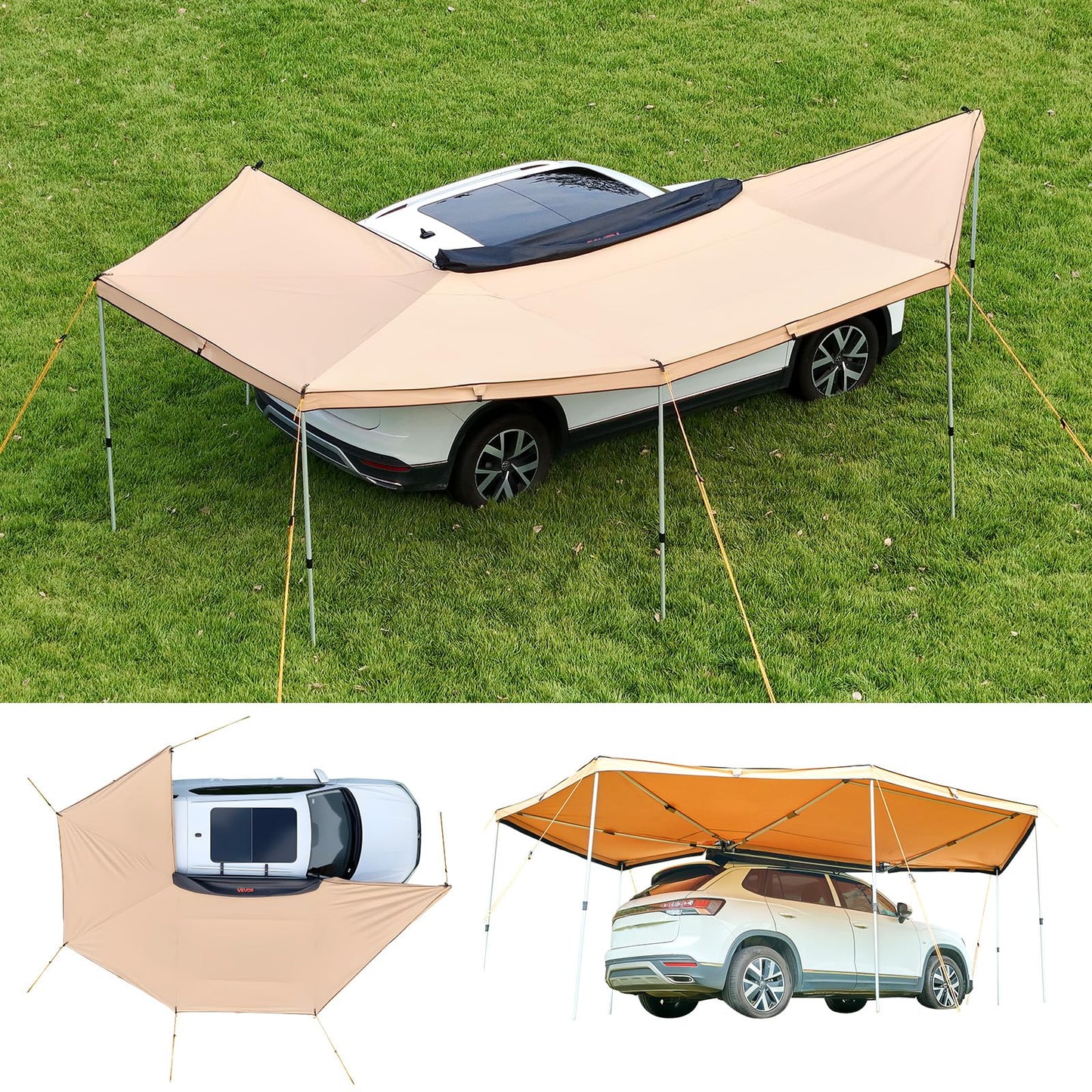 VEVOR 270 Degree Awning, 133 sq.ft Passenger Side Vehicle Awning, UV50+ Waterproof Car Side Awnings with Carry Bag, All-Weather Overland Awnings Car Shelter for SUV Van Truck Camping