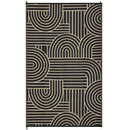 Garvee Reversible Rainbow Outdoor Rug 10x14, Waterproof Outdoor Plastic Straw Rug, RV Mat for Picnics, Patio, Camping, Balcony, Deck, Backyard, Porch, Brown