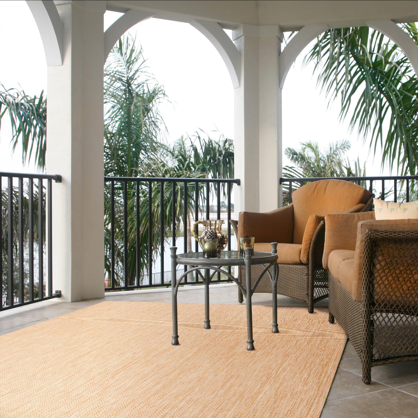 SAFAVIEH Washable Rug Outdoor Courtyard Collection - 8' x 10', Natural & Cream, Non-Shedding & Easy Cleaning, Ideal for Patio, Backyard, Mudroom, DIning Space (CY8022-03012)