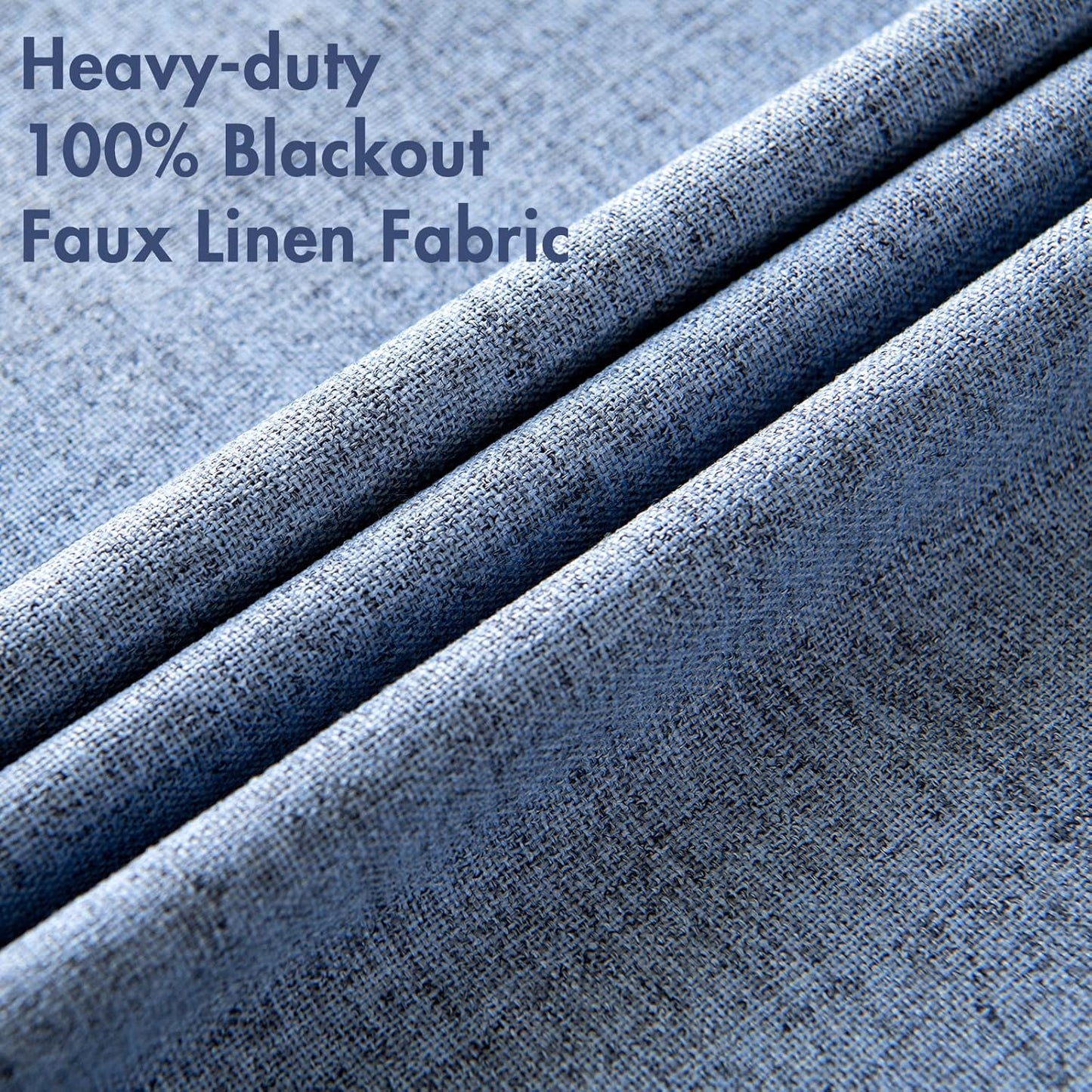 MIULEE Blackout Curtains - 100% Thermal Insulated Linen Texture - Stone Blue - 52x72 Inch (2 Panels)