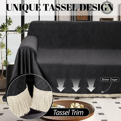 HYZOTEX Waterproof Sectional Couch Covers Sectional Sofa Cover L Shaped Corner Sofa Slipcovers Blanket for Dogs Pets Washable Jacquard Quilted L Shape Furniture Protector (75x276 in, Charcoal Black)