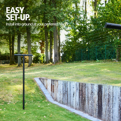 Brabantia Hangout Clothesline with Aluminium Poles 164ft/50m (Black), Washing Line for Outdoor Use, Clothing Line for Airing Laundry