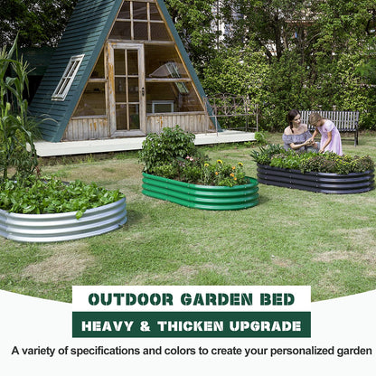 Land Guard Galvanized Raised Garden Bed Kit, Galvanized Planter Garden Boxes Outdoor, Oval Large Metal Raised Garden Beds for Vegetables…………