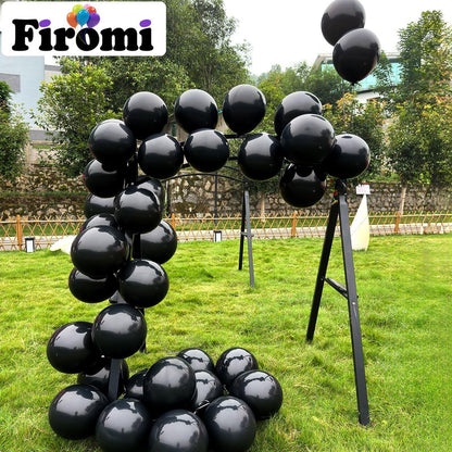 Firomi Black Balloons 12-inch 100 Pack Big Helium Round Black Metallic Thicken Latex Balloon for Birthday Party Balloons (with 3 Ribbons)