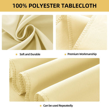 ZarzaaSik 2-Pack 60x102 inch Beige Table Cloths, Solid Stain and Wrinkle Resistant Oblong Tablecloth, Premium Plain Weave Polyester Fabric Rectangle Table Linen Covers for Hotel, Wedding