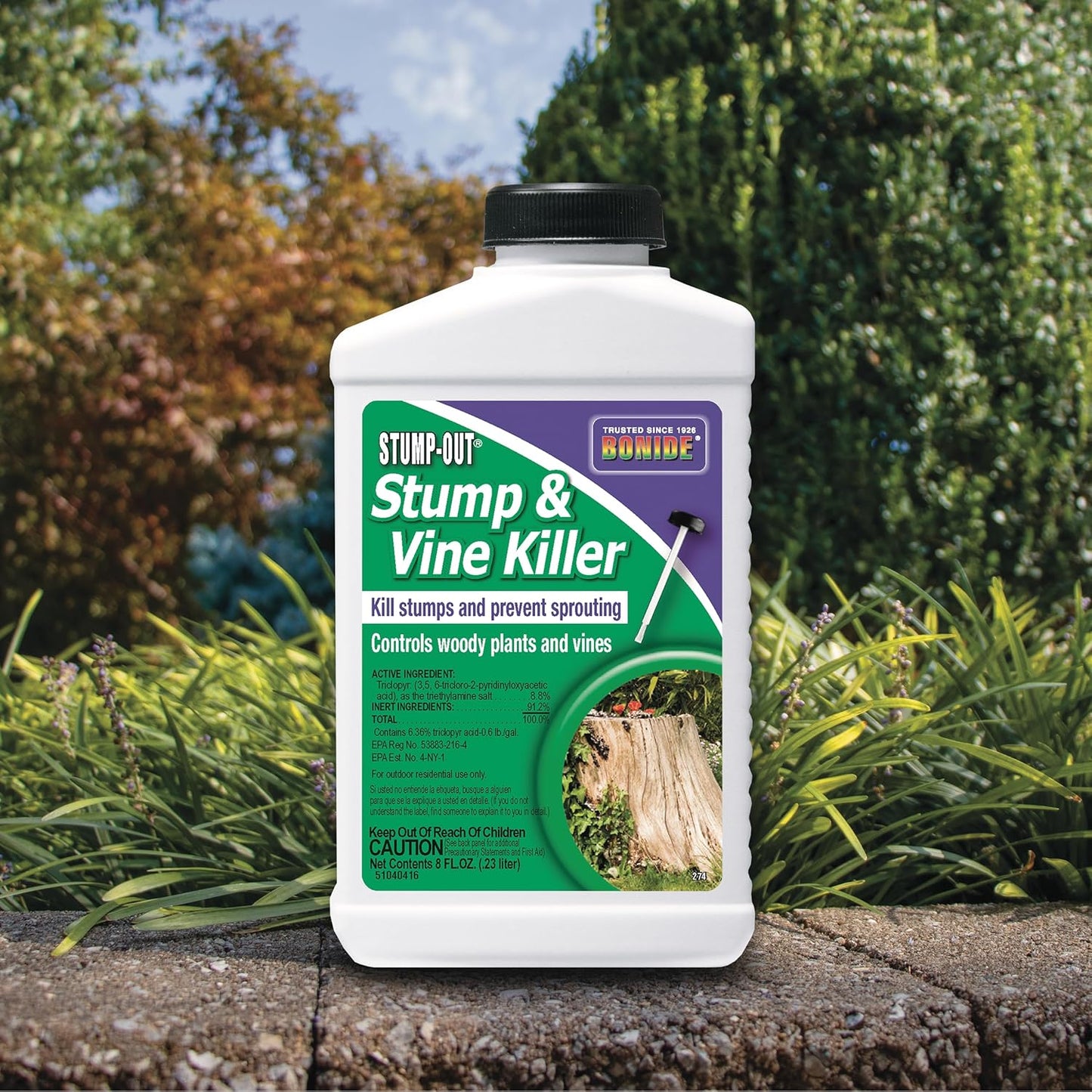 Stump-Out Stump & Vine Killer - Fast-Acting 8 oz Concentrate with Applicator for Easy Tree Stump Removal