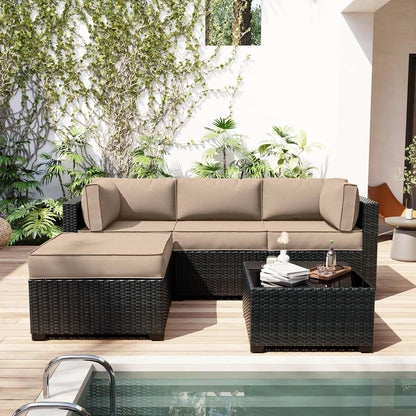 Skiennix Outdoor Patio Furniture Cushion Covers - Waterproof Replacement Set for 5-Pack Couch Cushions