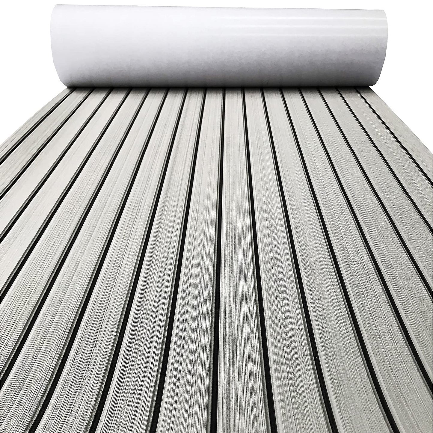 KXKZREN Boat Flooring EVA Foam Decking Sheet Faux Teak Marine Mat Non-Slip Boat Carpet Self-Adhesive Flooring for Jon Boats Motorboat RV Yacht Kayak Swim Platform 47.2 x 94.5 inch,31 sq.ft