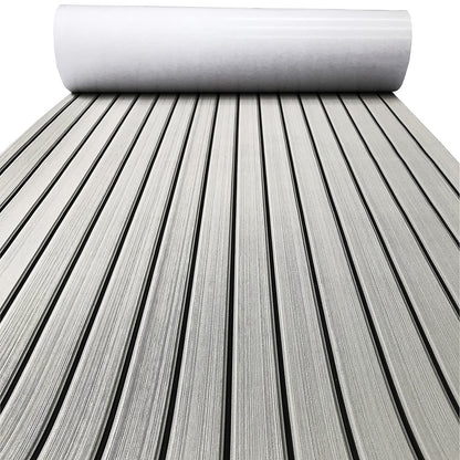 KXKZREN Boat Flooring EVA Foam Decking Sheet Faux Teak Marine Mat Non-Slip Boat Carpet Self-Adhesive Flooring for Jon Boats Motorboat RV Yacht Kayak Swim Platform 47.2 x 94.5 inch,31 sq.ft
