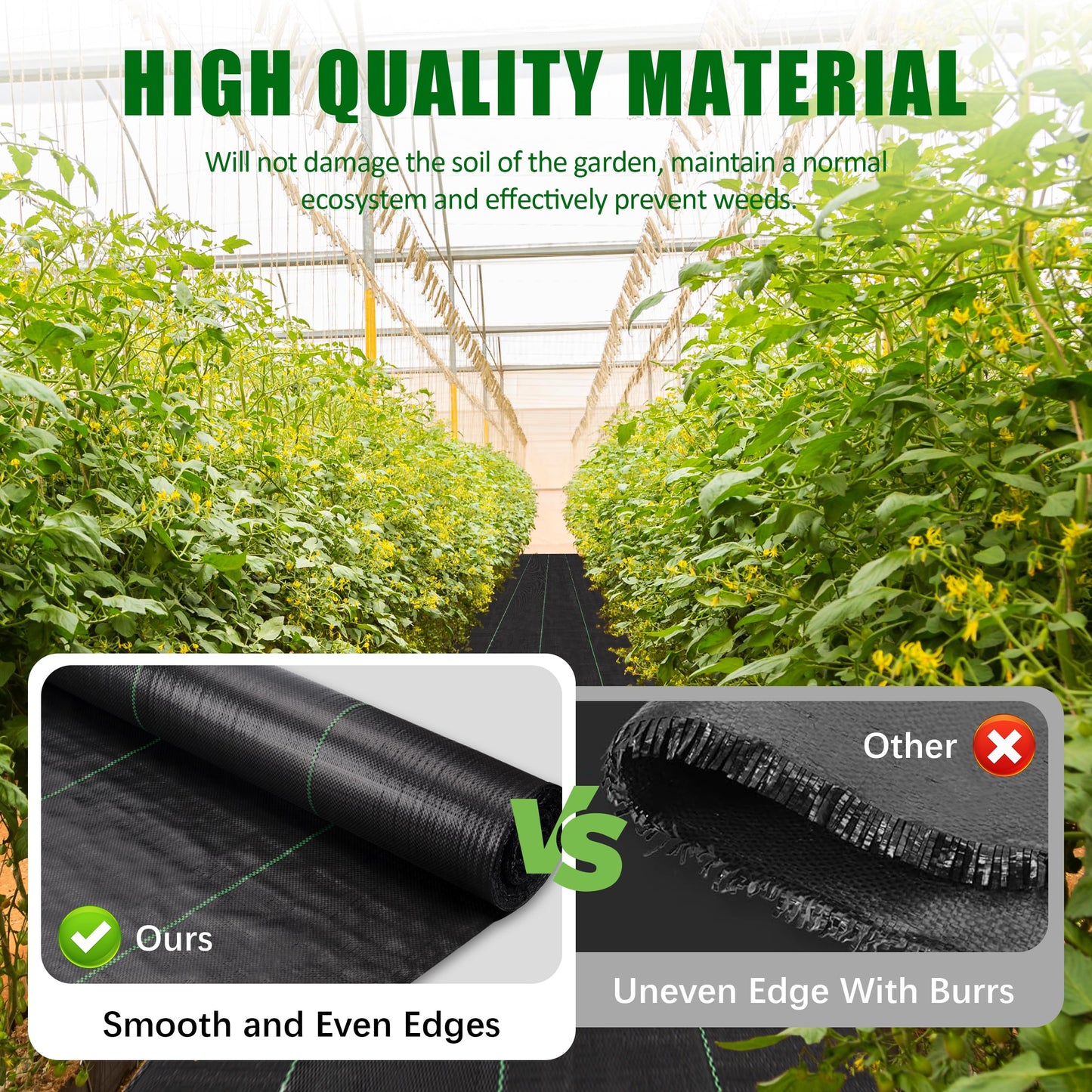 ZJIA 6FT x 300FT Weed Barrier Fabric Heavy Duty, 5.8oz Landscaping Fabric Woven Landscape Ground Cover for Gardens & Lawns