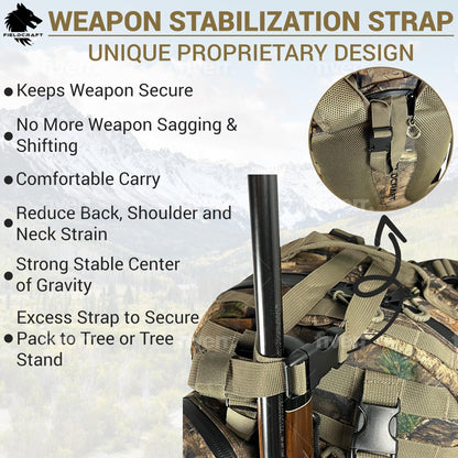 FIELDCRAFT Hunting Backpack Daypack for Rifles, Bows, Crossbows, Muzzleloader, Hunting, Hiking, Archery, Blackpowder, Outdoors Expeditionary Alpha Pack