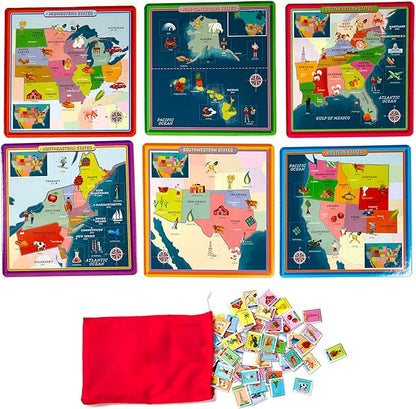 eeBoo: USA Geography Bingo for Kids for Ages 5+ A Fun Kids Learning Game That Teaches About The USA and Improves Memory