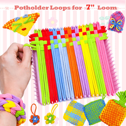 900pcs Weaving Loom Loops with 9 Rainbow Color, Potholder Loops for 7 Inch Loom, Weaving Loom Refill Loop, Potholder Loom Bands DIY for Kids, Adults, Birthday Christmas Gifts for 5-12 Year Old Girls