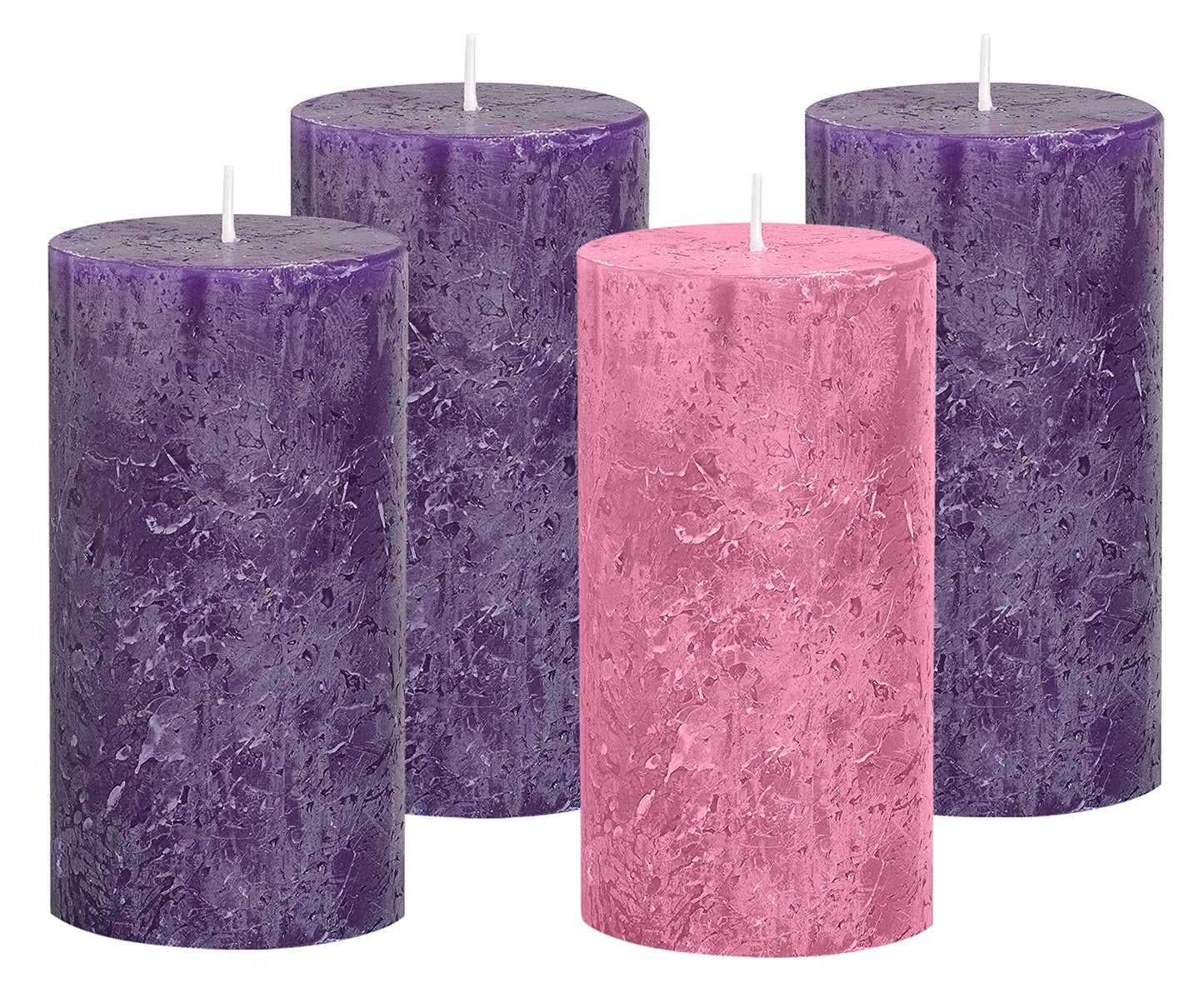 Advent Candle Set of 4 - Rustic Pillar Advent Candles - Made in The USA - Christmas Advent Candles for Advent Rings, Advent Wreaths, Ring and Wreath Candle Holders - Church & Home Decoration Unscented