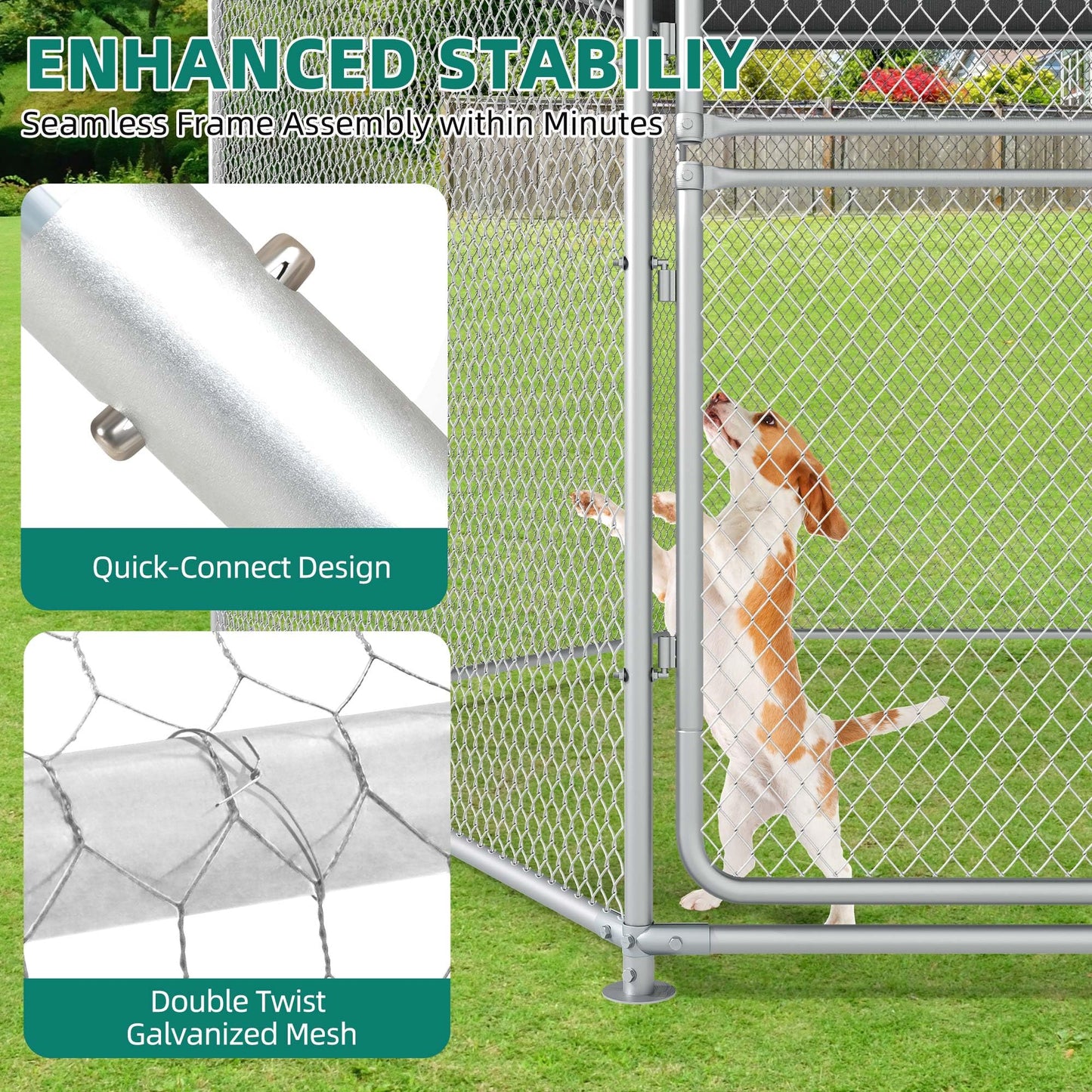 YITAHOME Extra Large Outdoor Dog Kennel for Yard, 13.1×11.2×7.6FT Heavy Duty Pet Pens House Dog Run Enclosure w UV-Resistant Waterproof Roof Cover & Lock, Playpen Fence Outdoor for Medium Large Dogs
