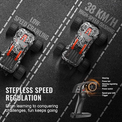 VEVOR Remote Control Car 1:14 Scale RC for Kids All Terrain 4WD Off-Road Monster Truck with 45 Wheelie &amp 2 Batteries 38 km/h High Speed Hobby Racing - Ideal Gift for 8+ Years Kids