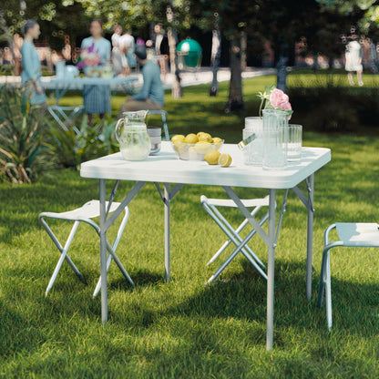 Flash Furniture Square Plastic Folding Event Tables, Set of 12, Granite White